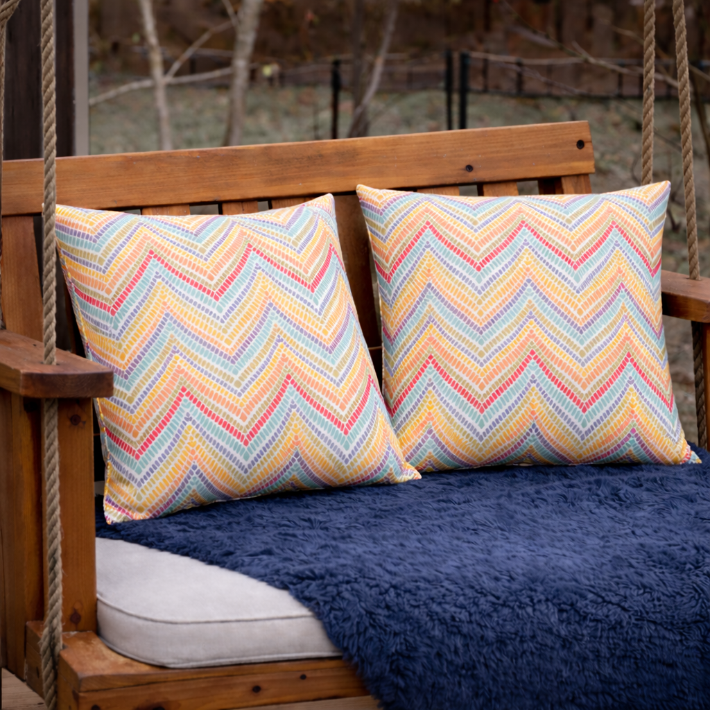 Summer Chevron 18x18 Waterproof & Fade-Resistant Outdoor Throw Pillows, Set of 2
