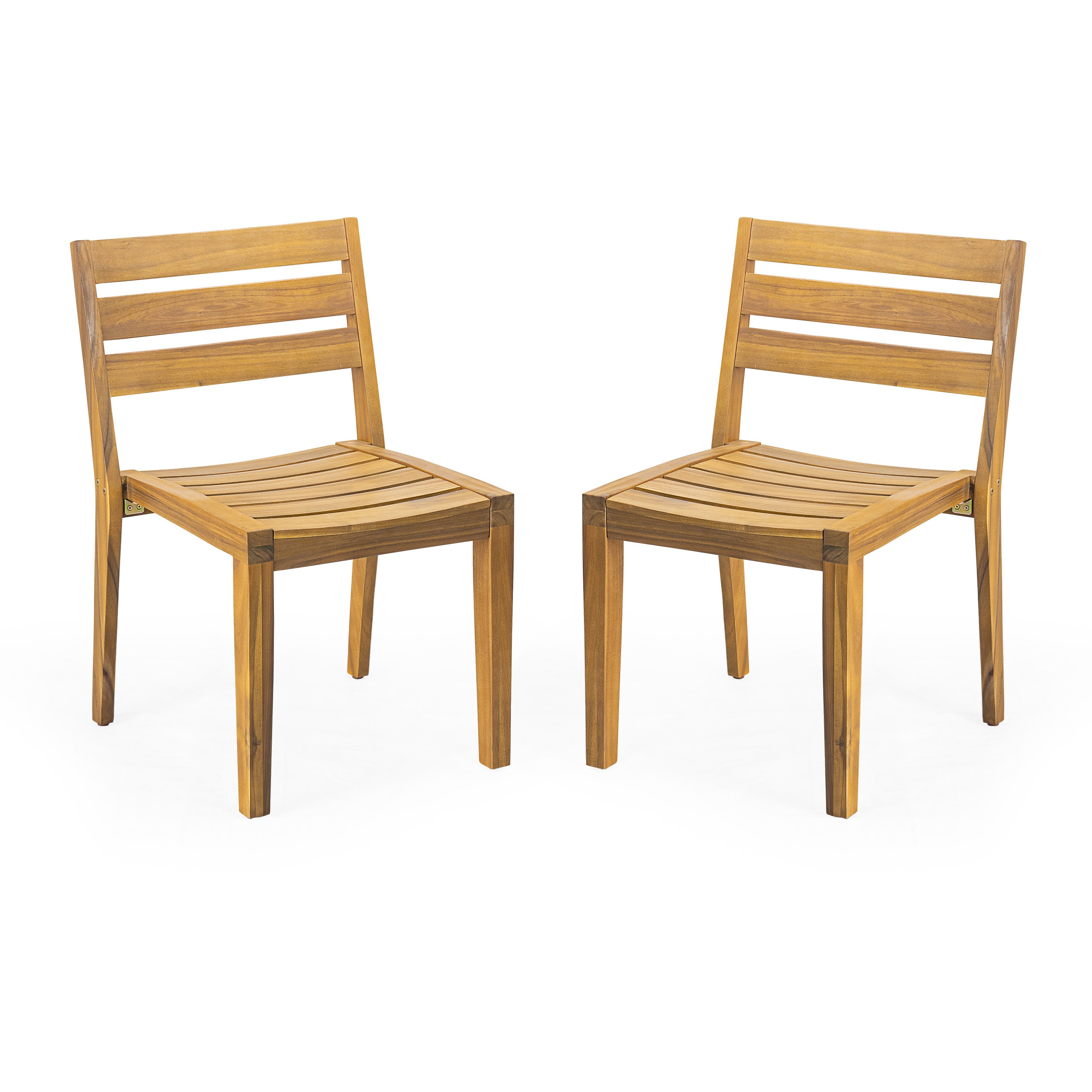 Solene Outdoor Acacia Wood Dining Chairs, Set of 2