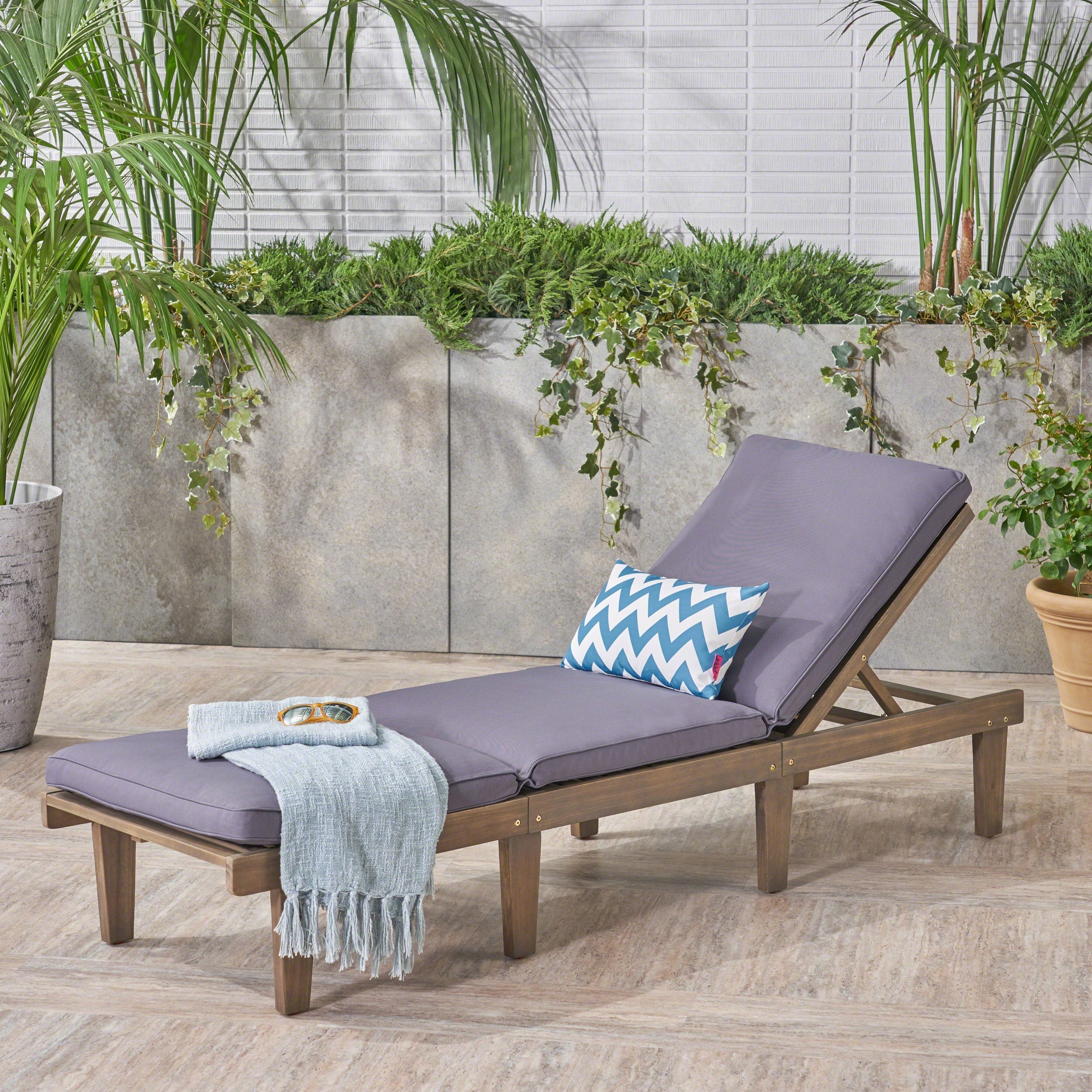 Ariana Acacia Wood Chaise Lounge with Cushion