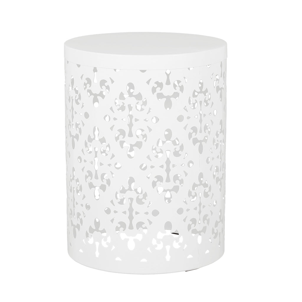 Refinery 2-Piece Outdoor End Table Set with Floral Patten and Iron Cut Design