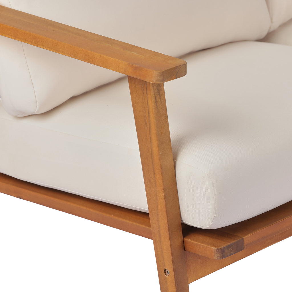 Mid-Century Modern 2-Piece Acacia Wood Outdoor Patio Set