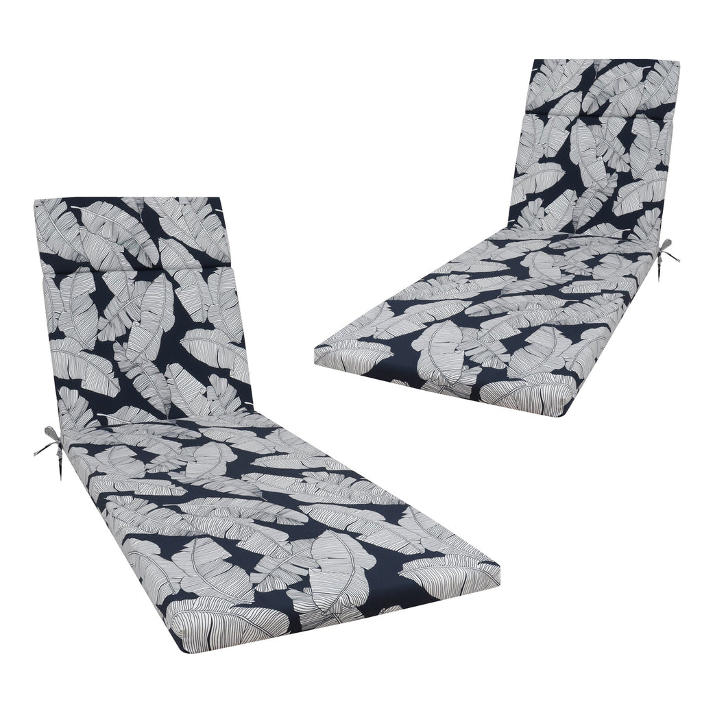 Tropical Indoor/Outdoor Chaise Lounge Chair Cushion with Ties, Set of 2