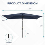 6.5 x 10 ft Rectangular Patio Umbrella with Crank, Base Not Included