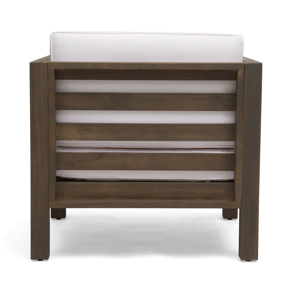 Oana Outdoor Acacia Wood Club Chair with Cushion