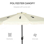 9' Fringe Edge Patio Umbrella with Push Button Tilt and Crank