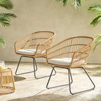 Outdoor Chair with Sled Legs and Curved Frame, Set of 2
