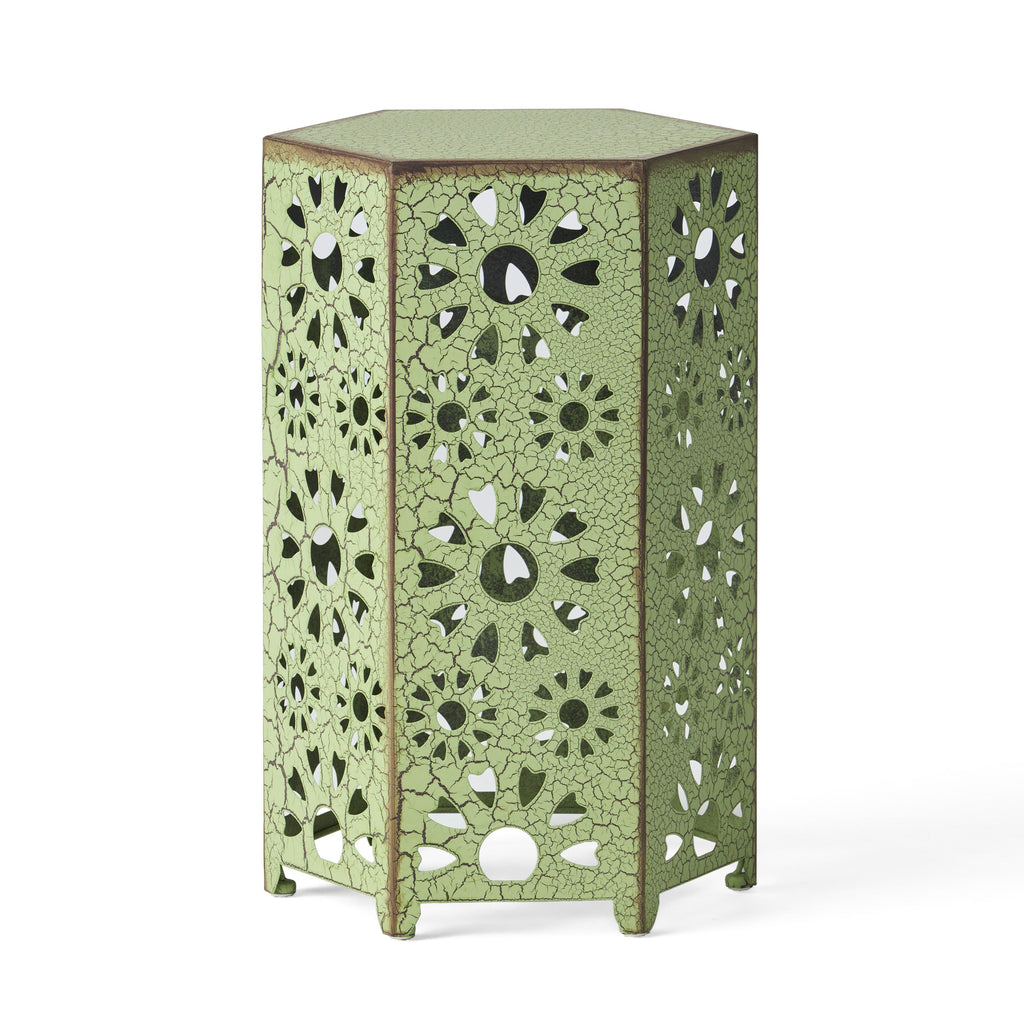 Eliana Iron Outdoor Side Table Set with Sunburst Cut Out