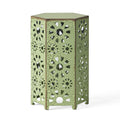 Eliana Iron Outdoor Side Table Set with Sunburst Cut Out