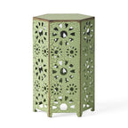 Eliana Iron Outdoor Side Table Set with Sunburst Cut Out
