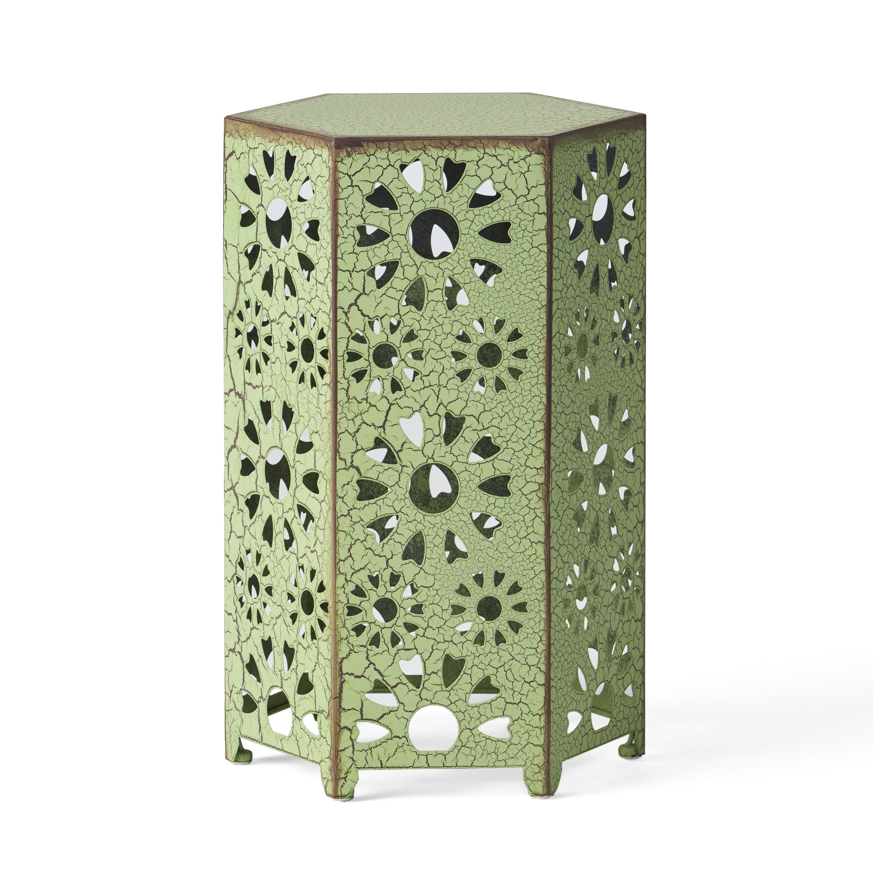 Eliana Iron Outdoor Side Table Set with Sunburst Cut Out