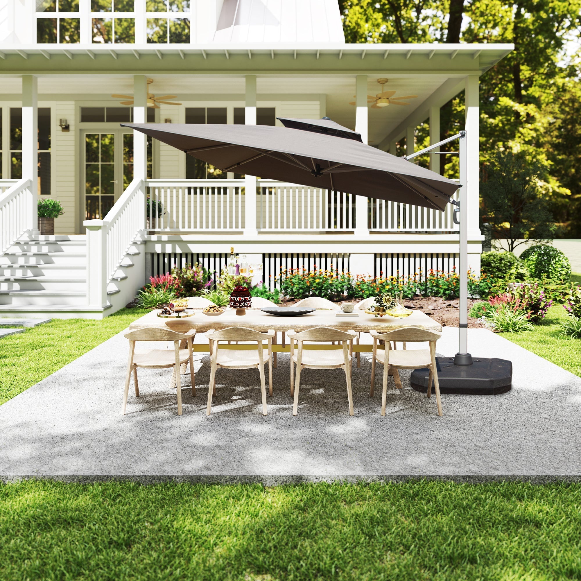 10'X10' Square Cantilever Umbrella with Center Pole, Base Not Included
