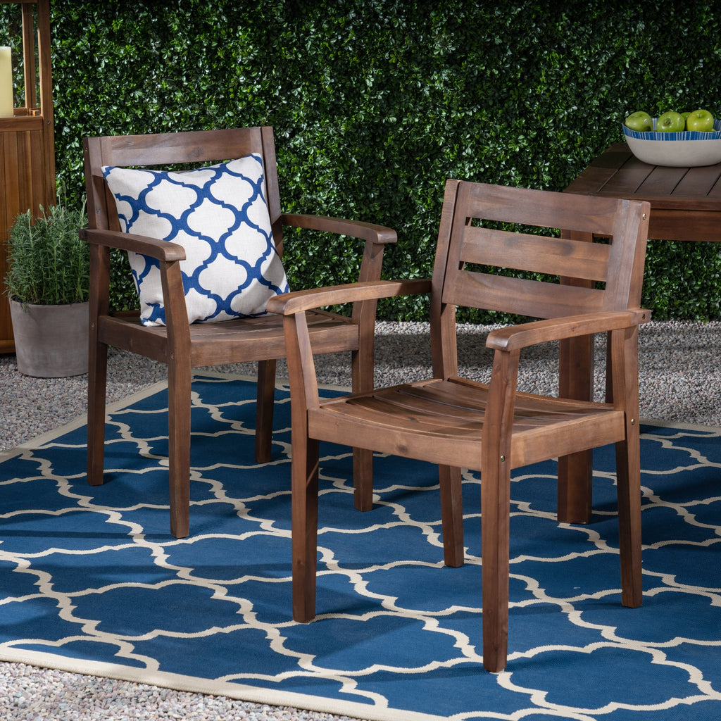 Stamford Outdoor Acacia Wood Dining Chairs, Set of 2