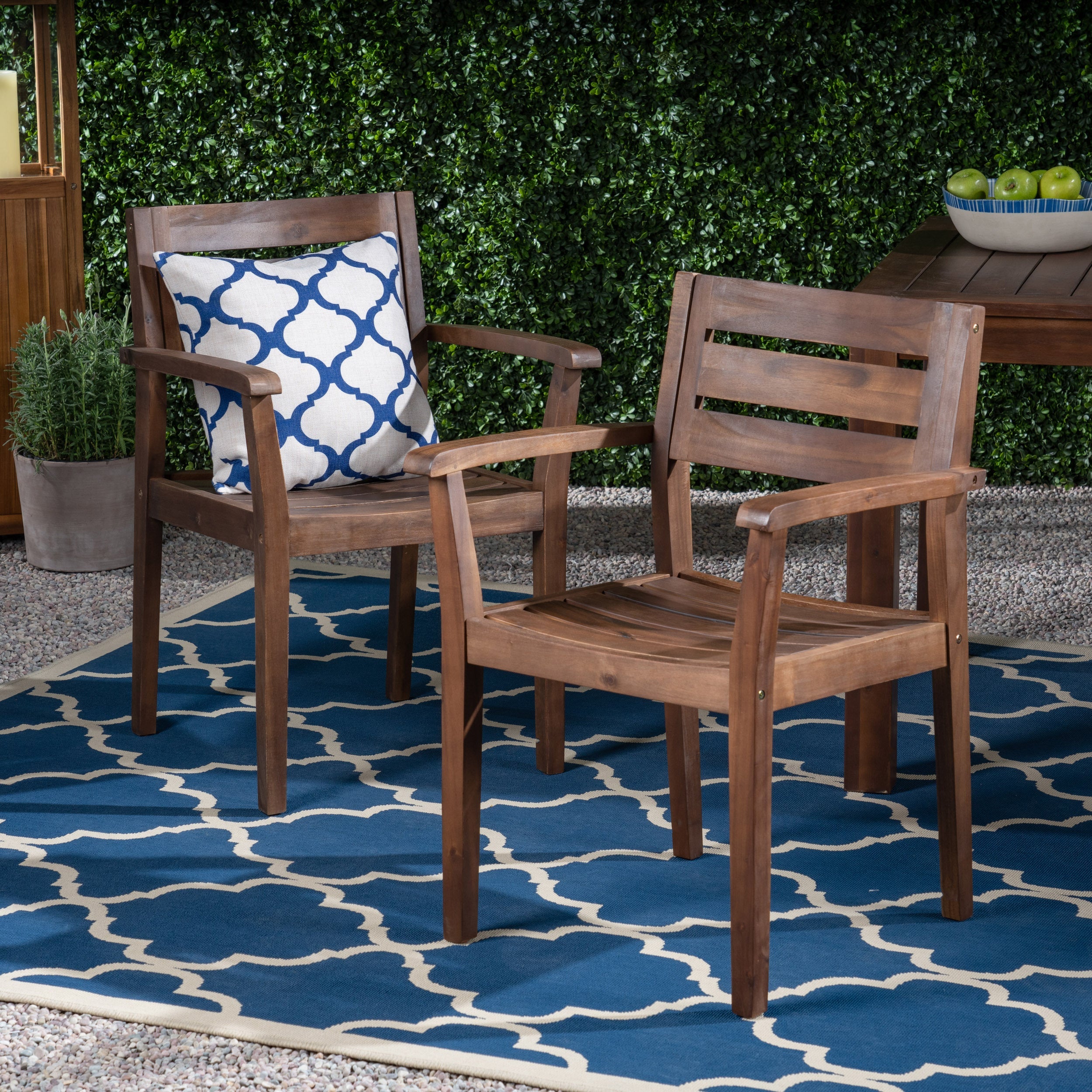 Stamford Outdoor Acacia Wood Dining Chairs, Set of 2
