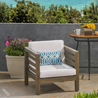 Oana Outdoor Acacia Wood Club Chair with Cushion