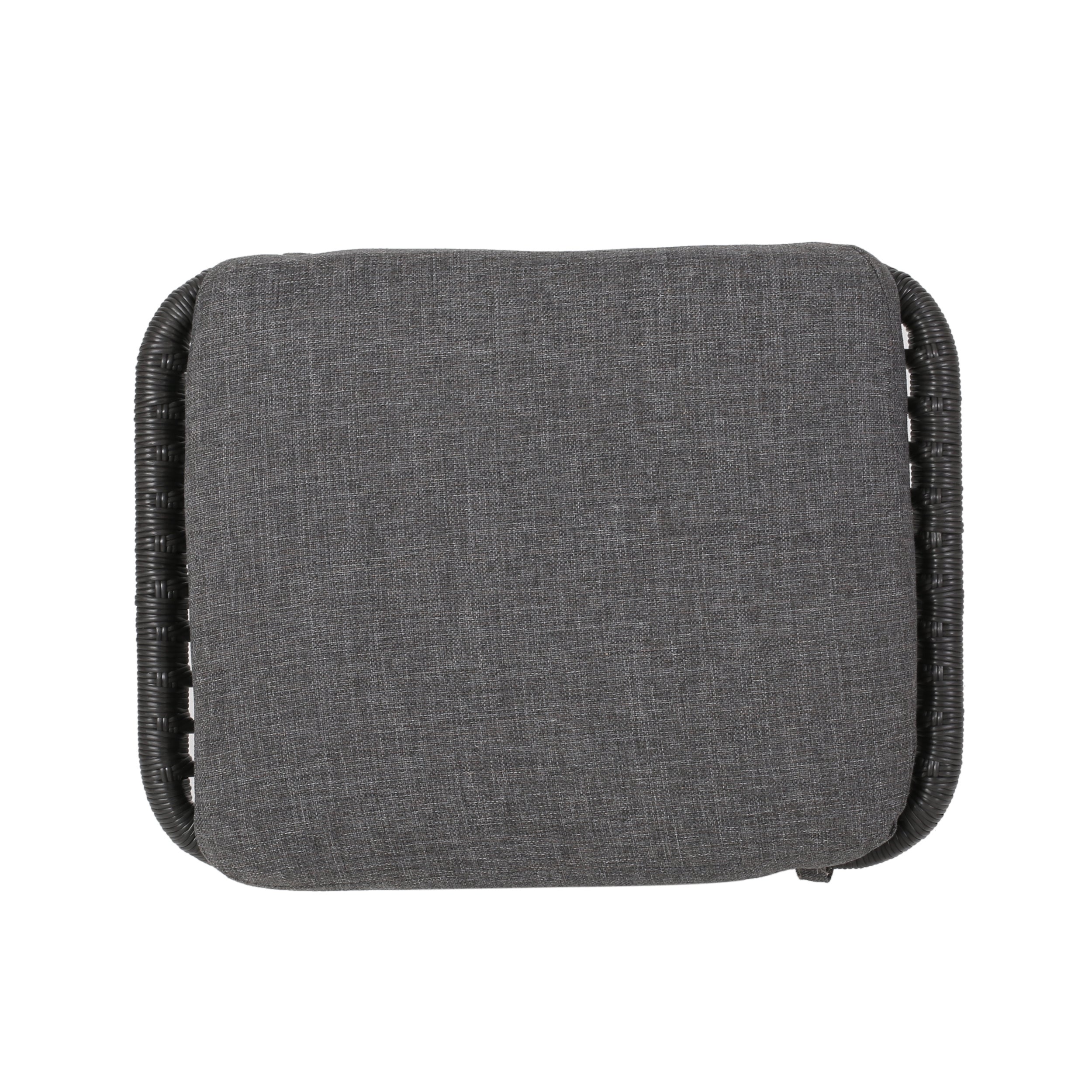 Cordella Outdoor Modern Boho Wicker Ottoman with Cushions, Set of 2