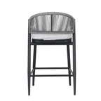 Outdoor Metal Frame Stools with Scallop-Shaped Backrest & Water-Resistant Cushions, Set of 2