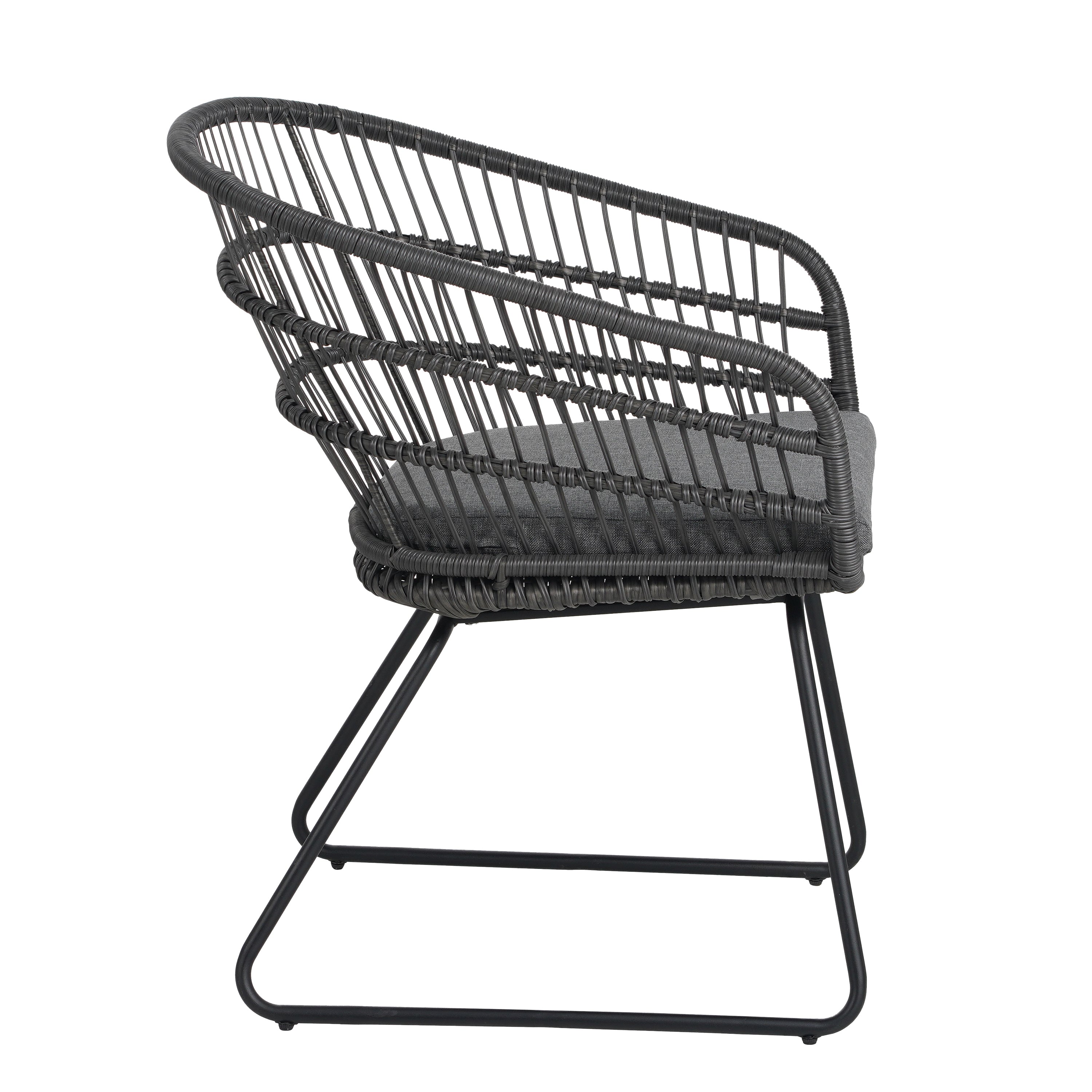 Outdoor Chair with Sled Legs and Curved Frame, Set of 2