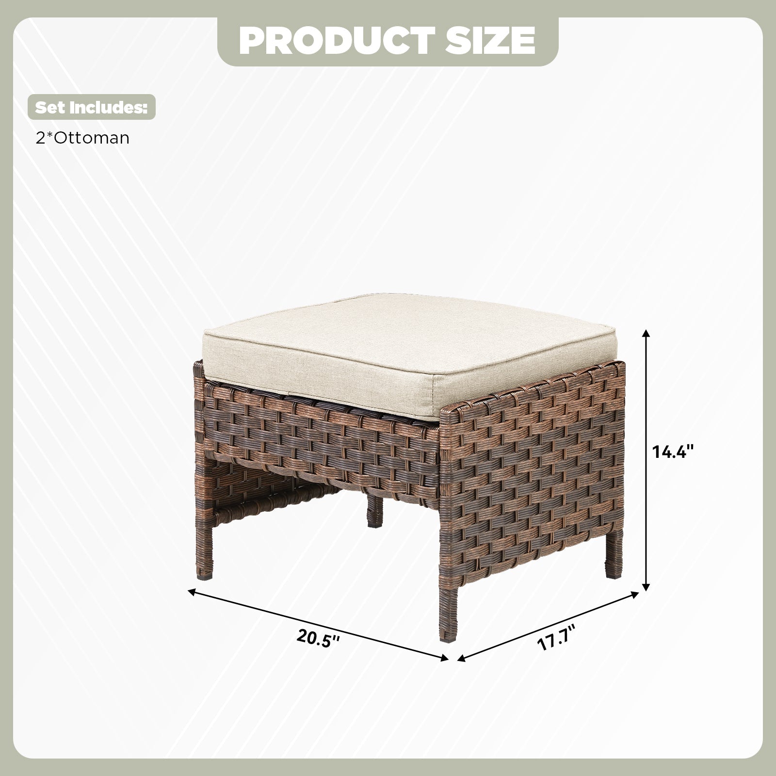 Marlowe Wicker Outdoor Ottomans, Set of 2