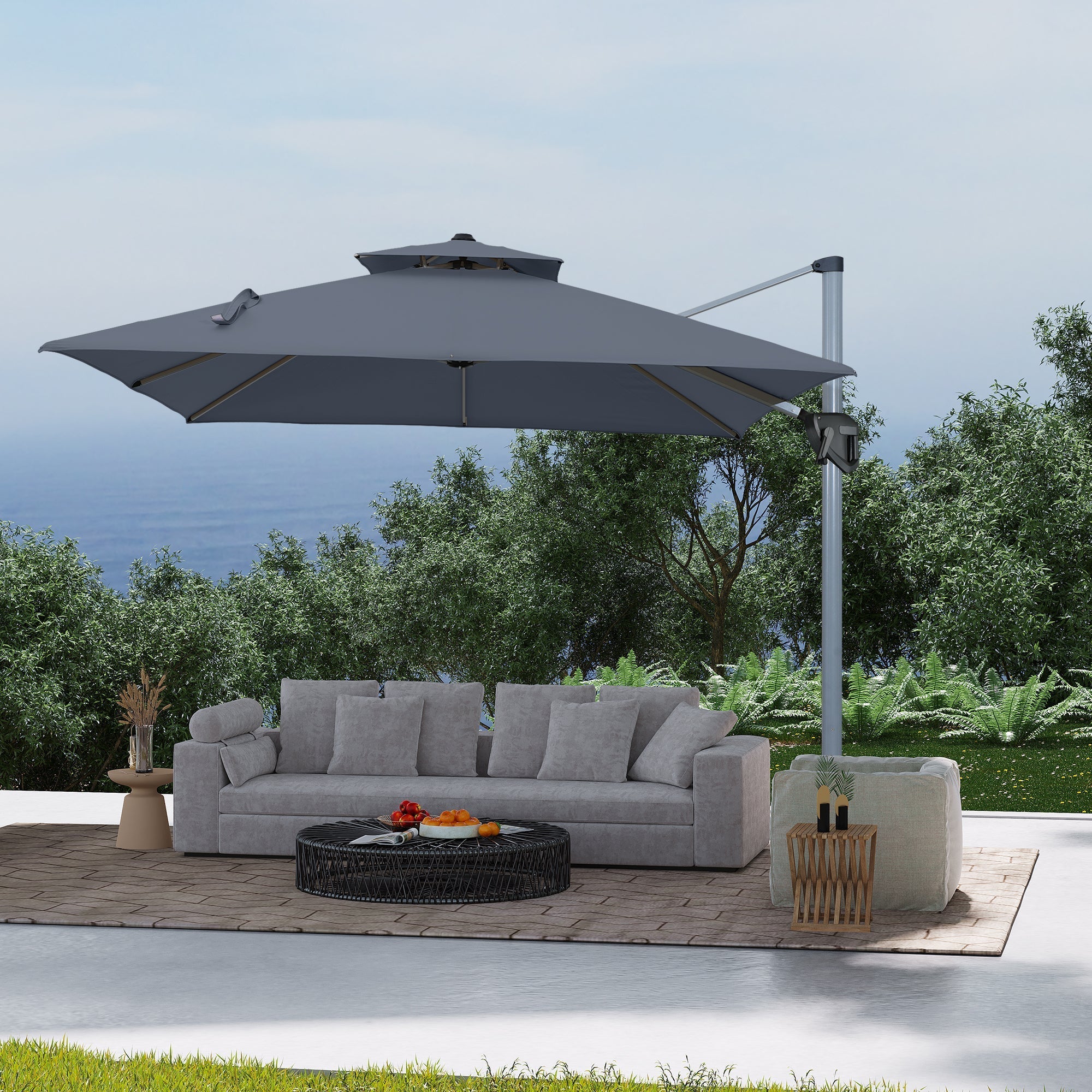 11' Outdoor Square Double Top Patio Umbrella, Base Not Included