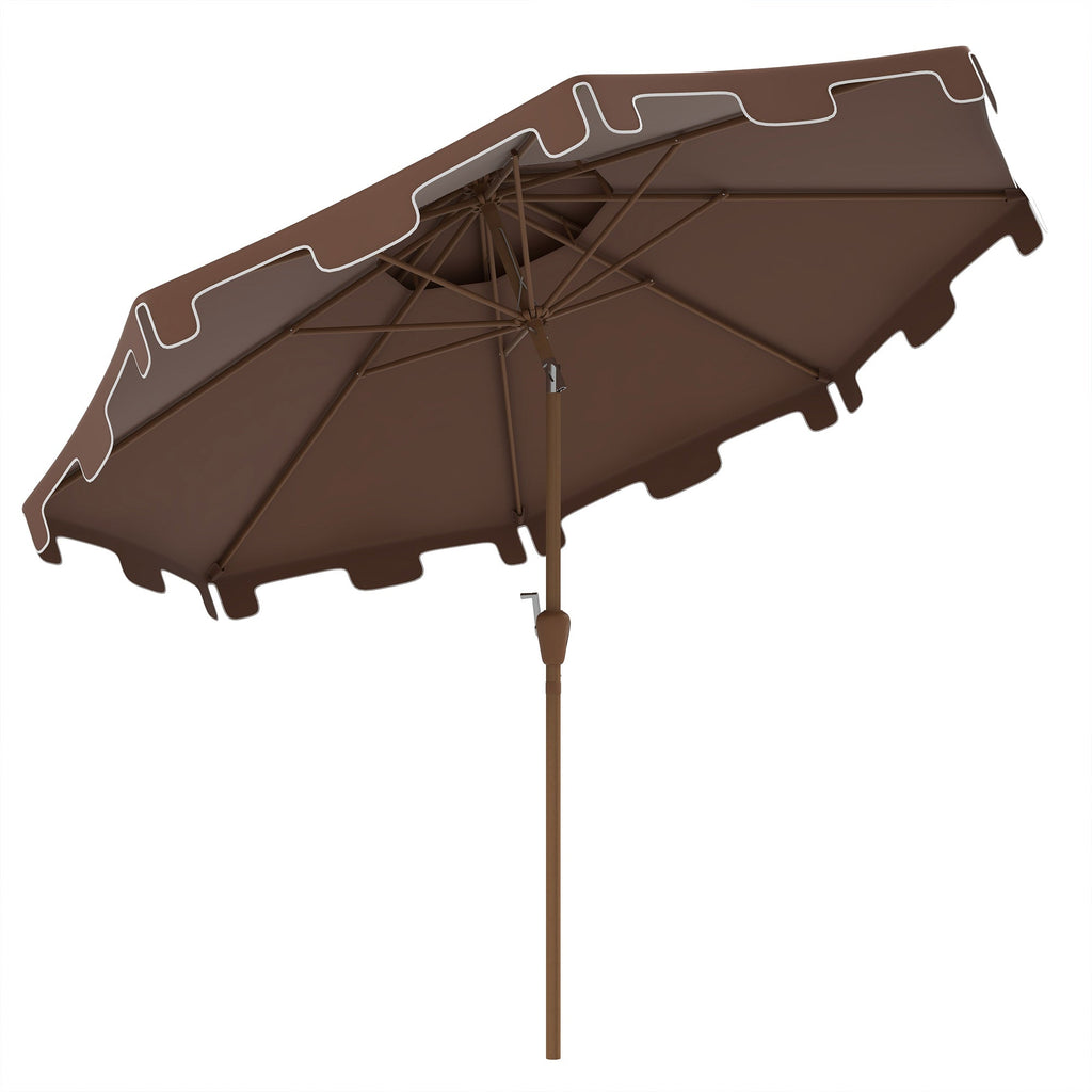 9' Double Top Ruffled Patio Umbrella with Push Button Tilt and Crank