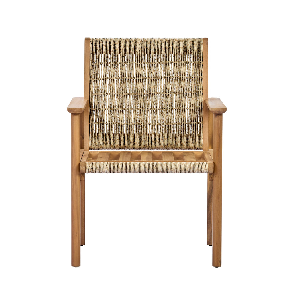 Miles Acacia Wood & Wicker Rattan Woven Dining Chairs, Set of 2