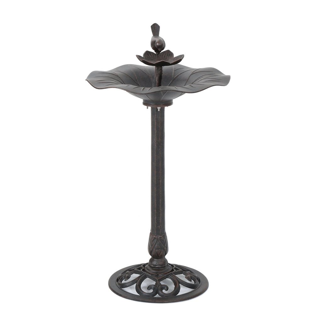 Ruffle Outdoor Aluminum and Iron Bird Bath