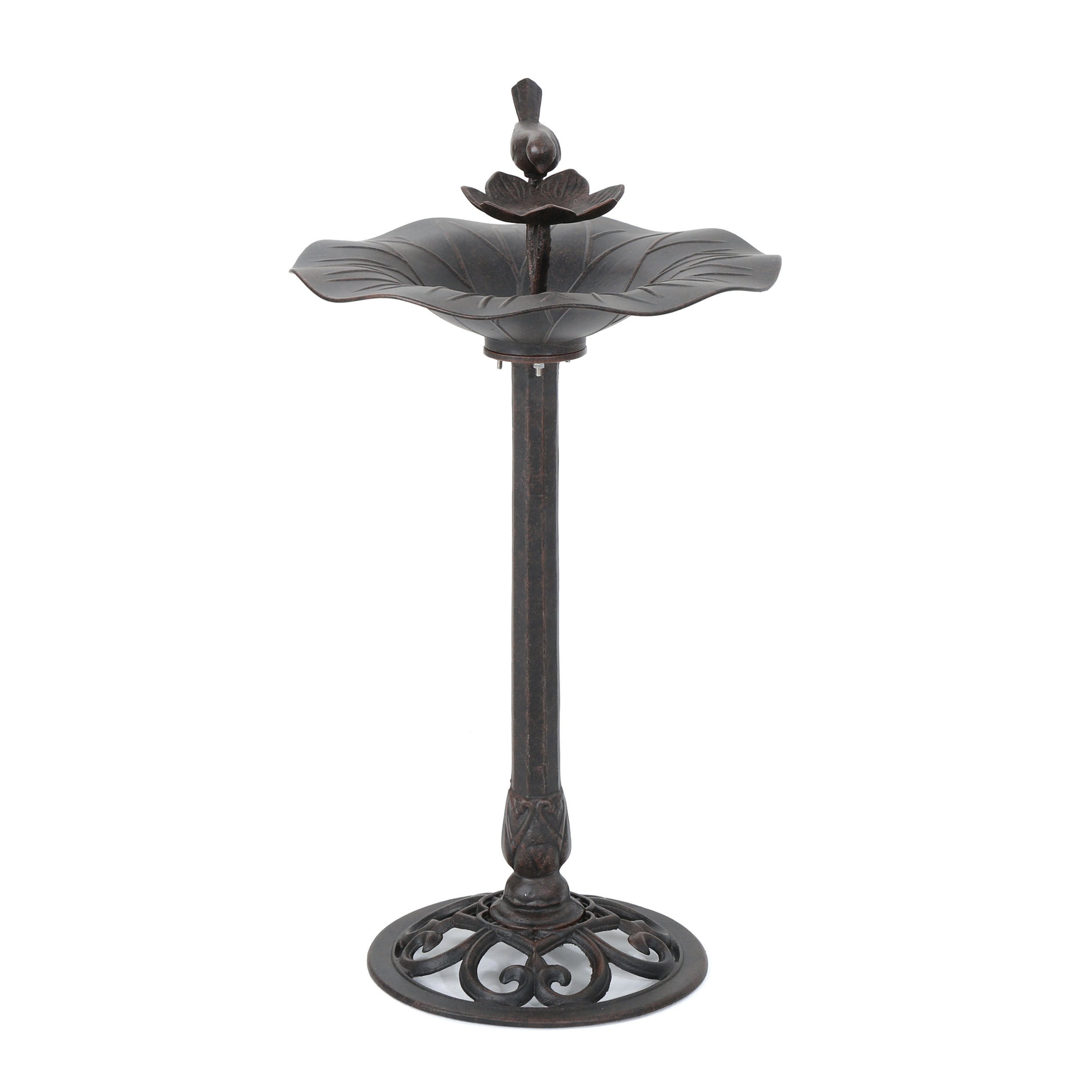 Ruffle Outdoor Aluminum and Iron Bird Bath