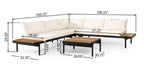 4-Piece Outdoor Sectional Sofa Set with Coffee Table, Water-Resistant Cushions and Iron Frame
