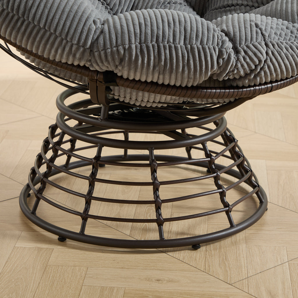360° Swivel Indoor Outdoor Wicker Papasan Chair with Soft Thick Cushion