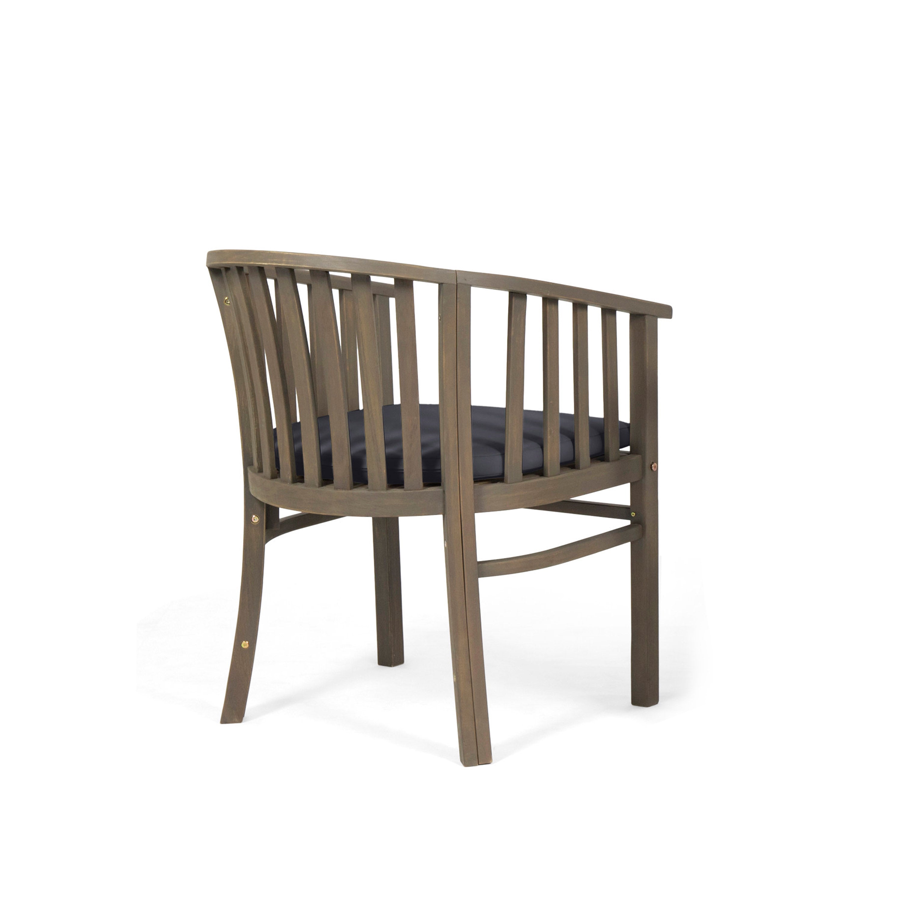 Venerable Outdoor Dining Chair with Slatted Back and Cushion Seat, Set of 2