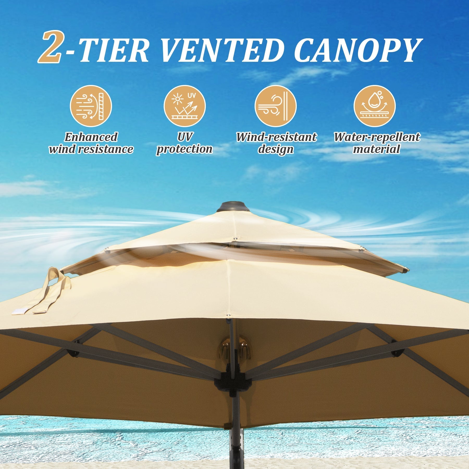 Round Cantilever Umbrella with Center Pole, Base Not Included