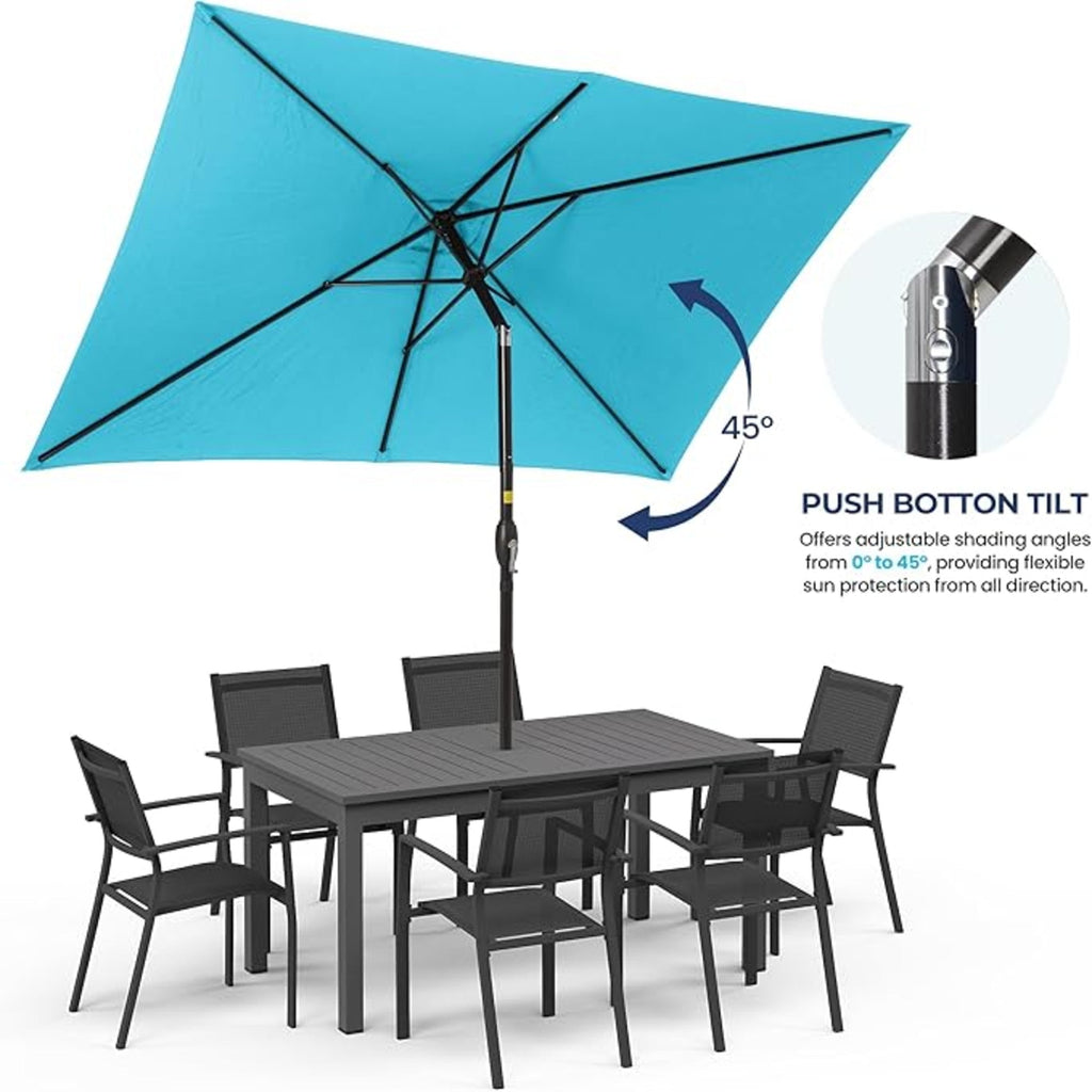 6.5 x 10 ft Rectangular Patio Umbrella with Crank, Base Not Included