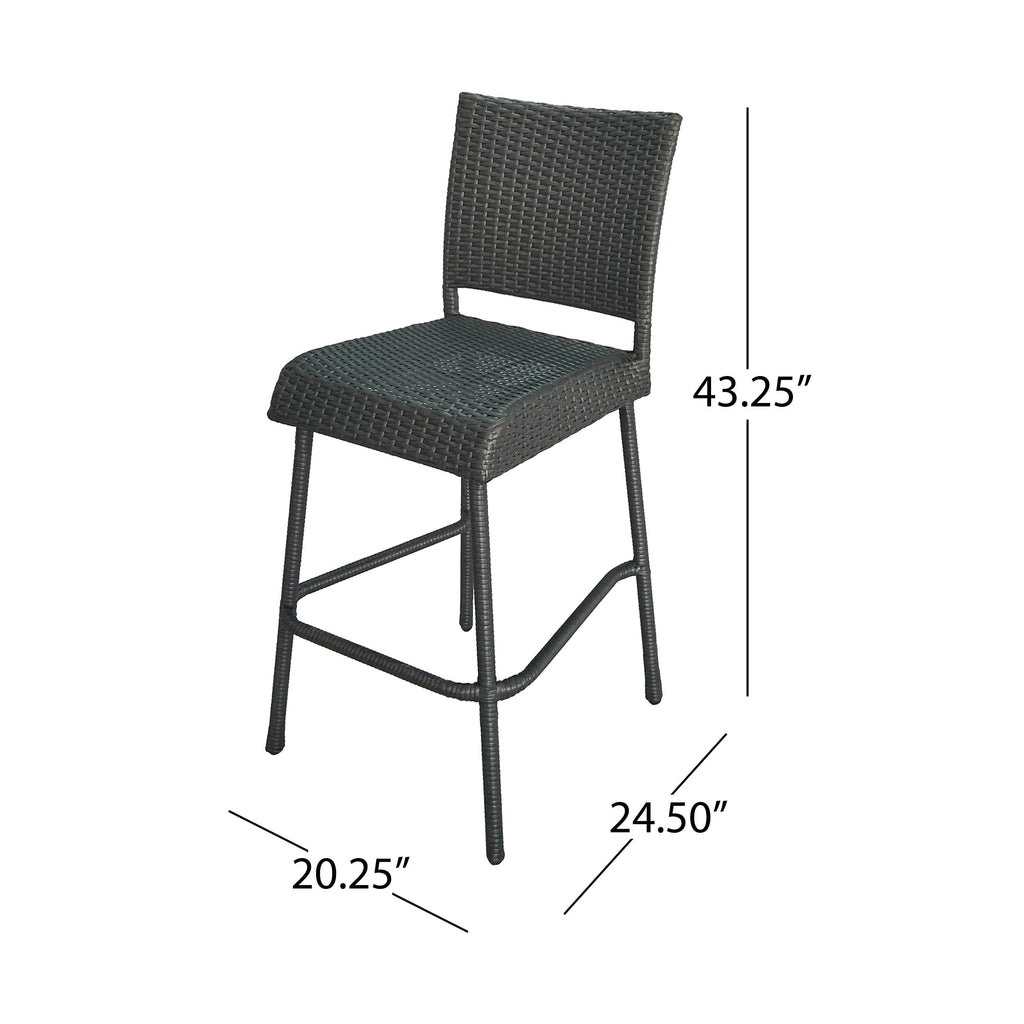 29" Outdoor Rattan Armless Barstools, Set of 2