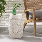 Ruby Outdoor Metal Lace Cutout Accent Table