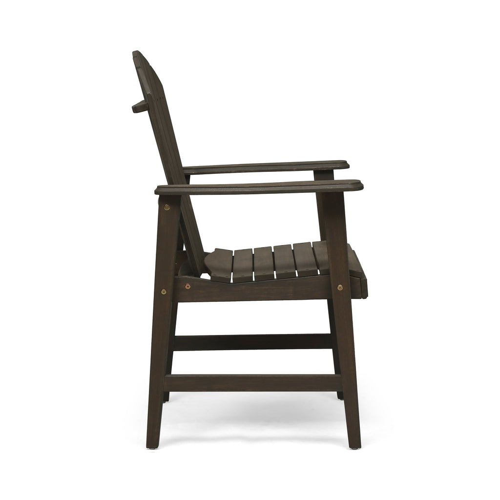 Outdoor Weather Resistant Acacia Wood Adirondack Dining Chairs, Set of 2