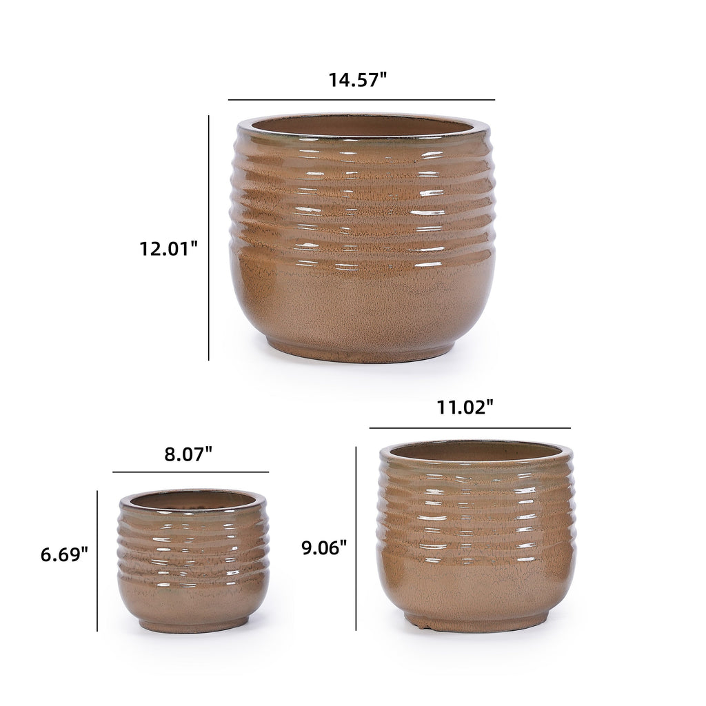 Calan Handmade Glazed Ceramic Planter, Set of 3
