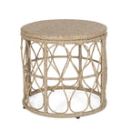 Cultured Outdoor Side Table with Wicker Weave Top and Looped Design