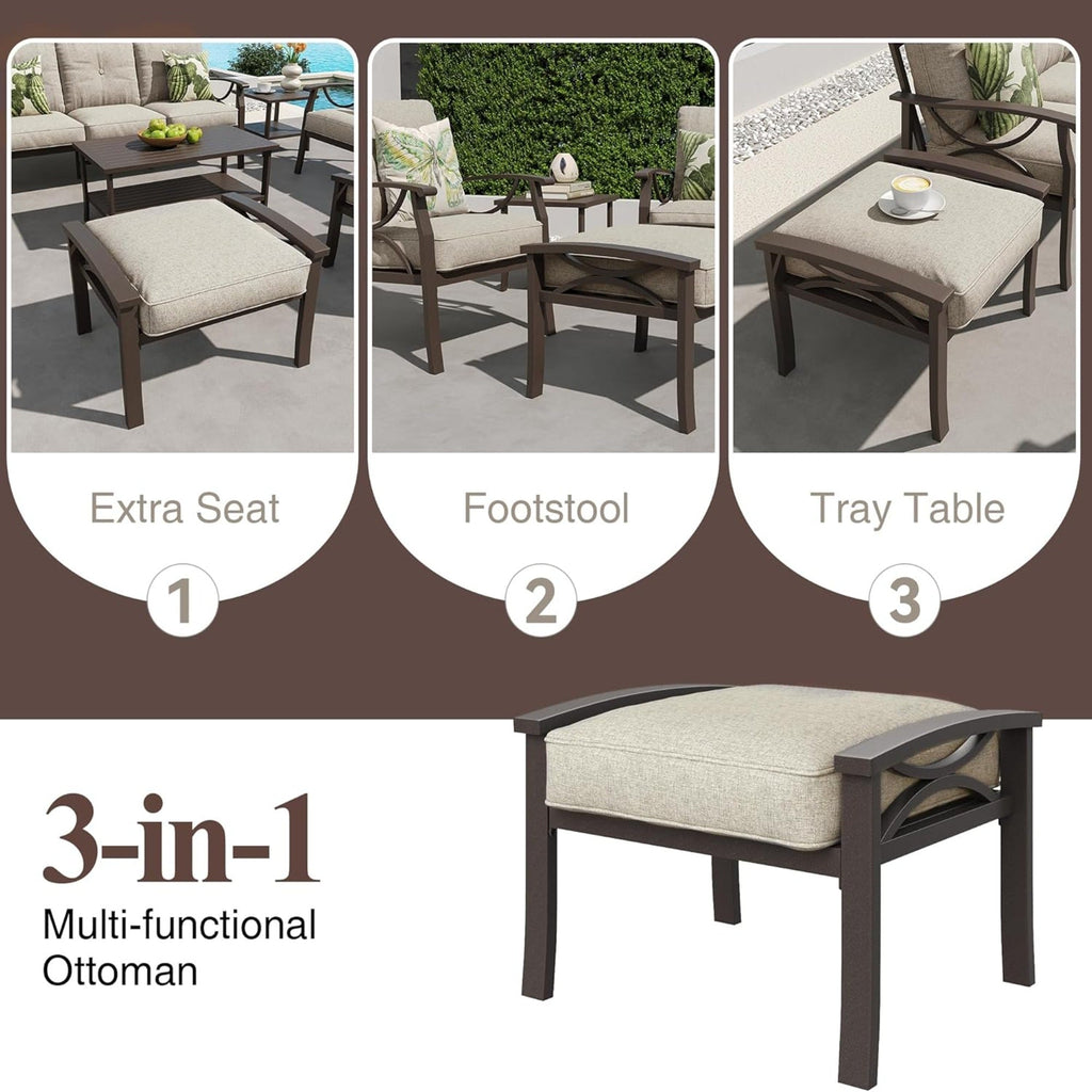 Marisol All-Weather 26" Metal Ottomans, Set of 2