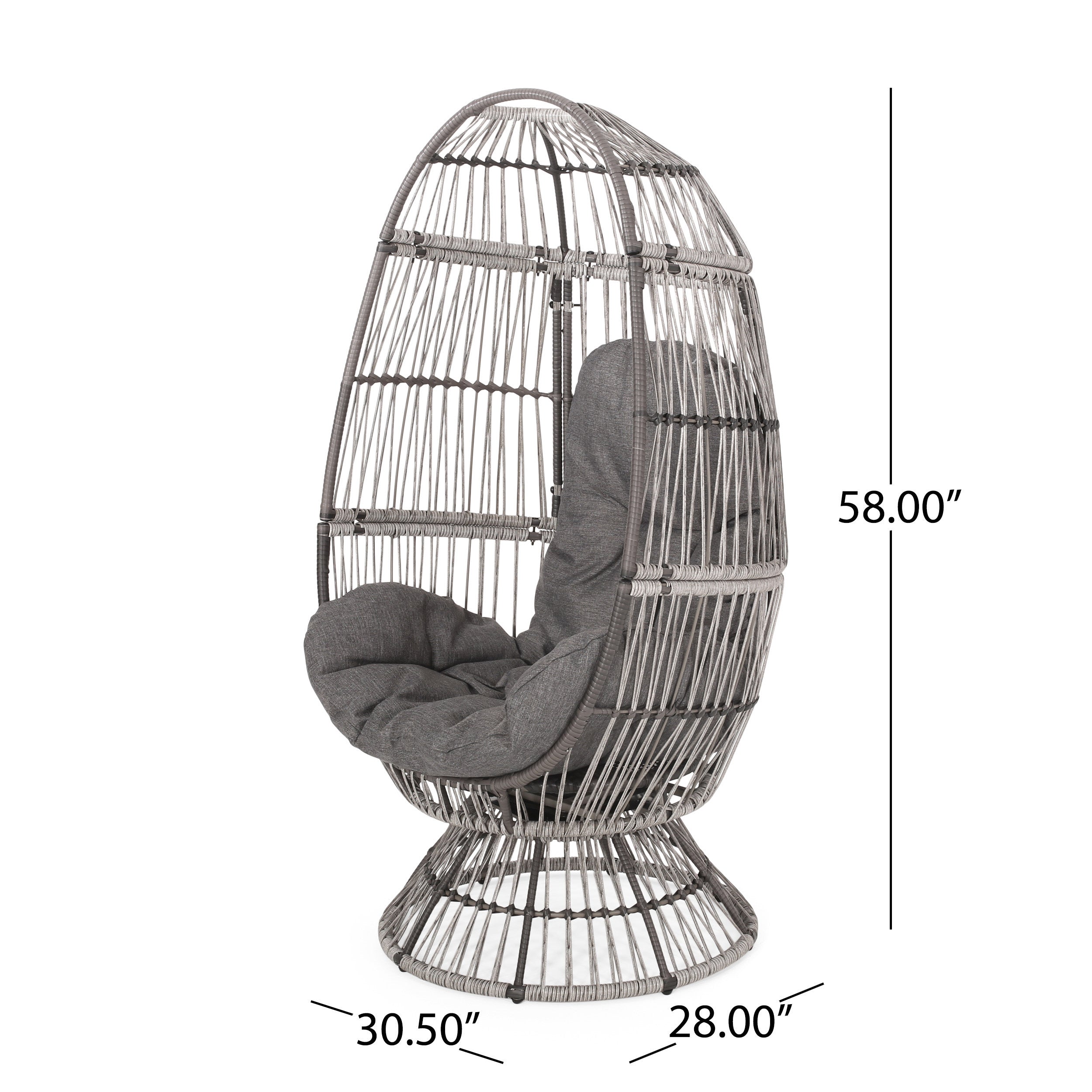 Lazulite Outdoor Egg Chair with Water-Resistant Cushion and Swivel Function