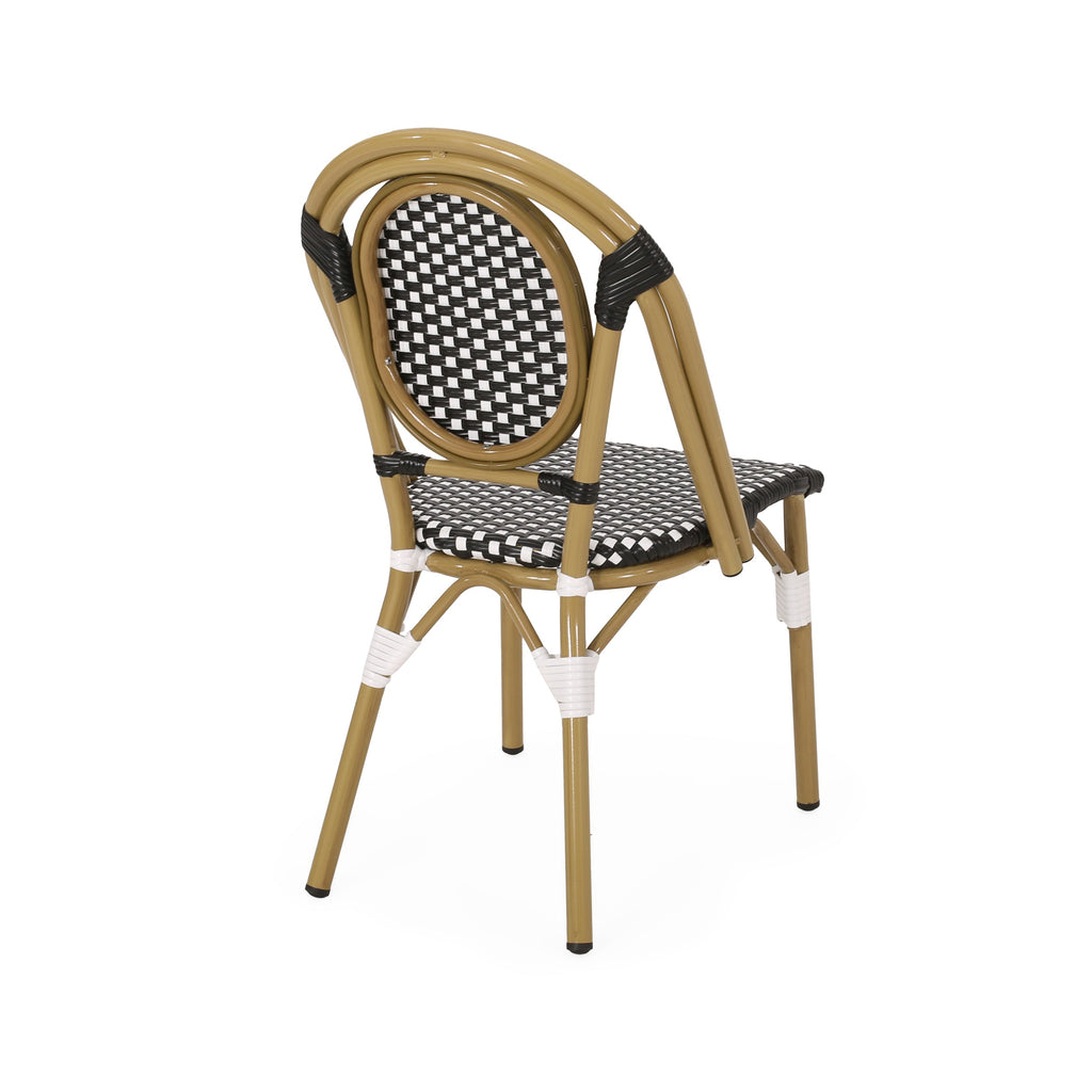 PE Rattan and Aluminum Bistro Chair with Sloped Arms, Set of 2
