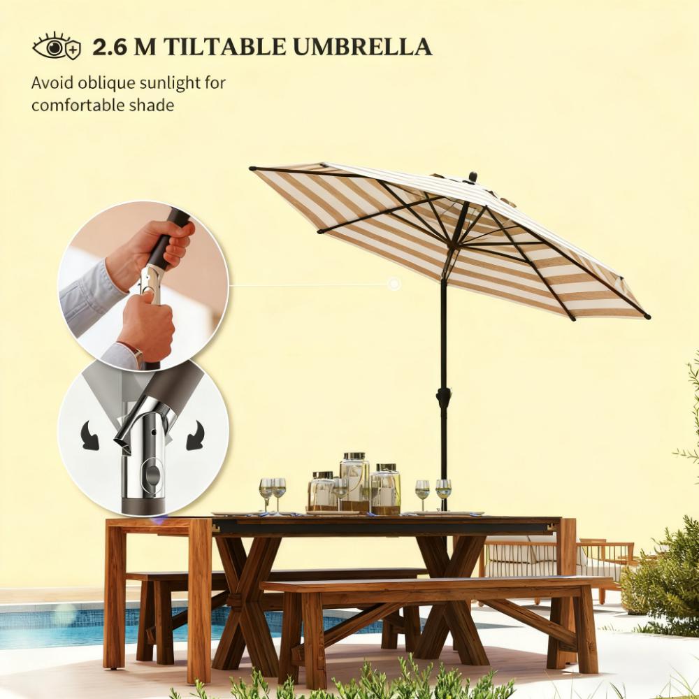 Bistro Stripe 2-Tier Vented Tiltable Patio Umbrella with Crank