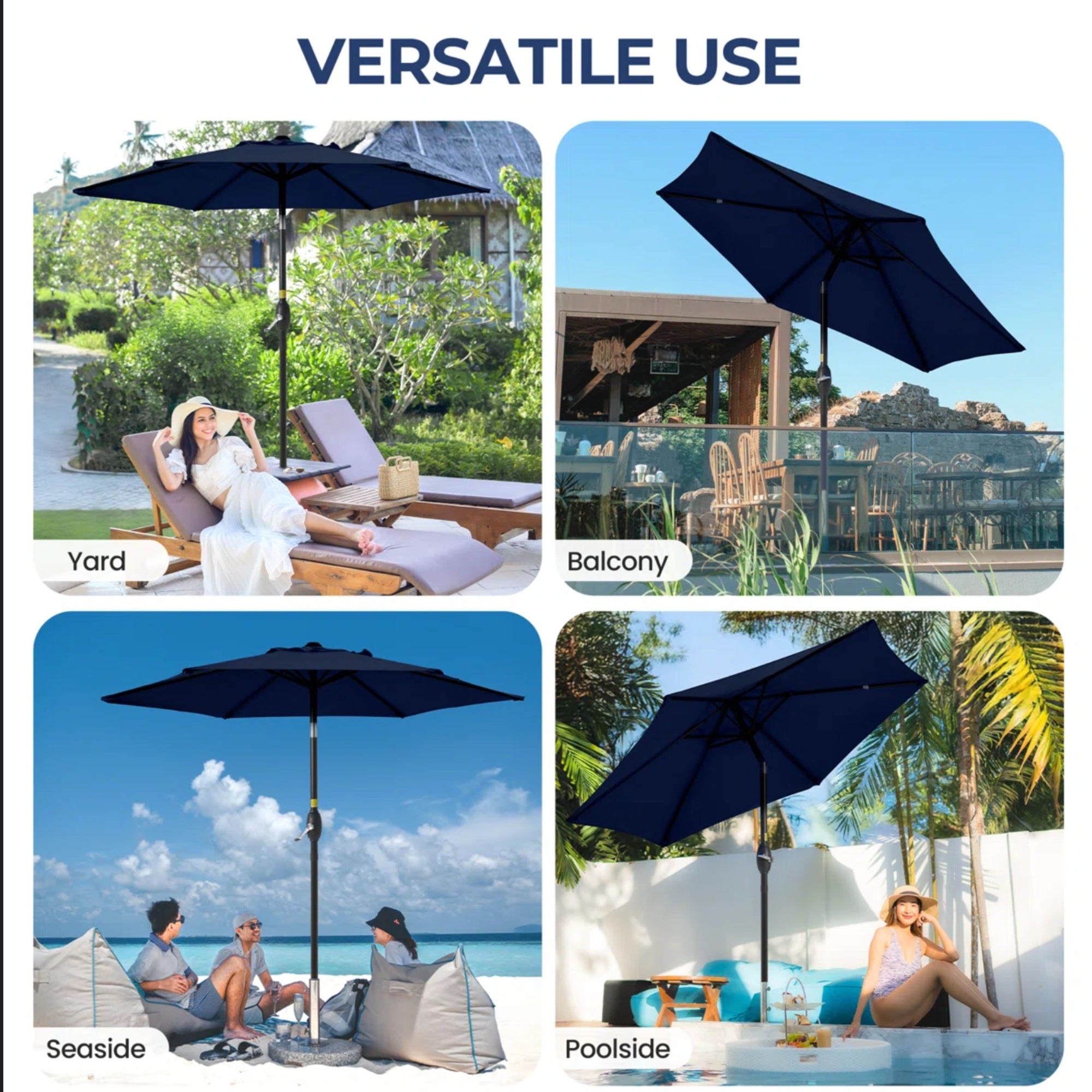 7.5 Feet Market Umbrella with Crank Lift & Tilt, Base Not Included