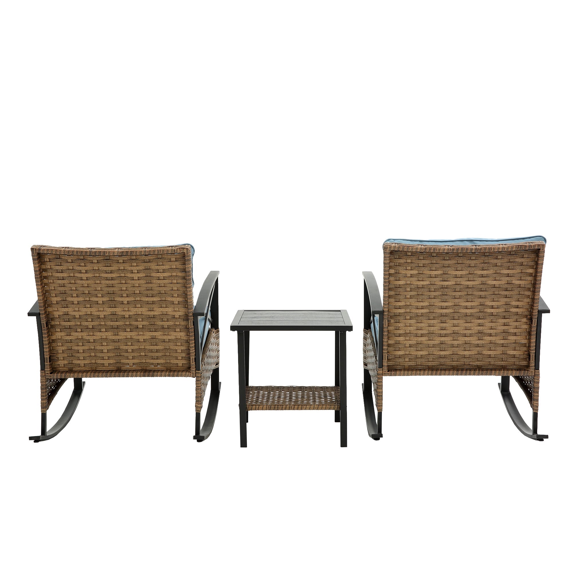Ilmenite 3-Piece Patio Set with 2 Rocking Chairs and Bottom Shelf Table