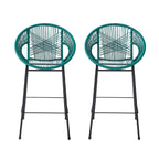Entwined Outdoor Bar Stool with Ergonomic Design and Footrest, Set of 2