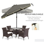 9' Fringe Edge Patio Umbrella with Push Button Tilt and Crank
