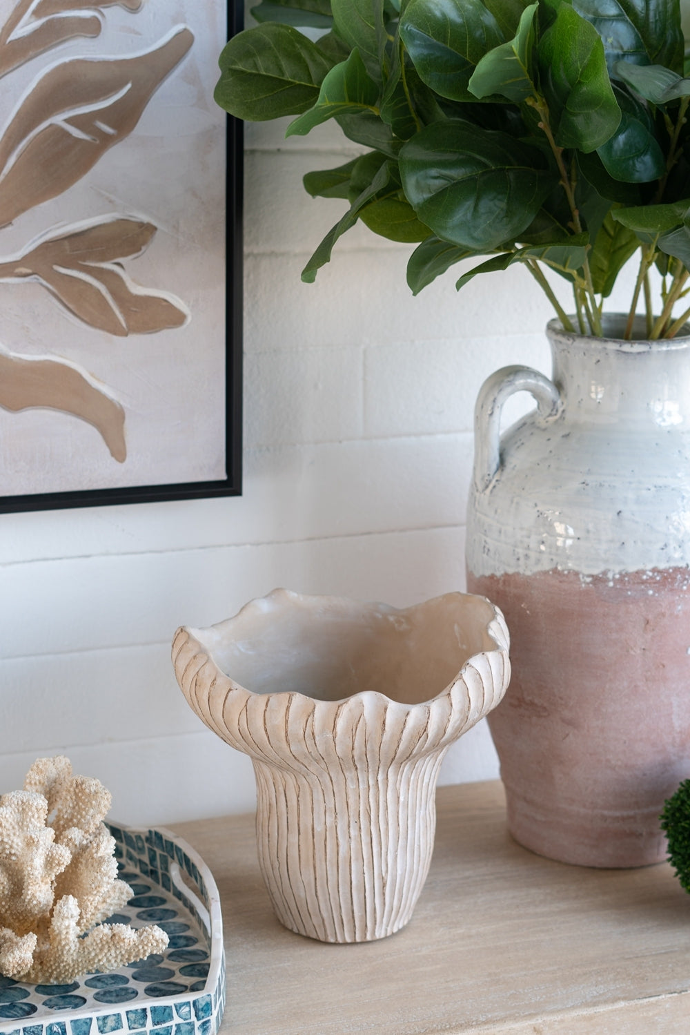 Coral Planter with Textured Finish