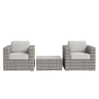 Modern All-Weather Wicker Outdoor Accent Chairs, 3-Piece Set
