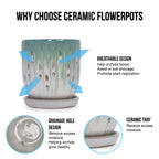 Aven Teal Handmade Ceramic Planter, Set of 2