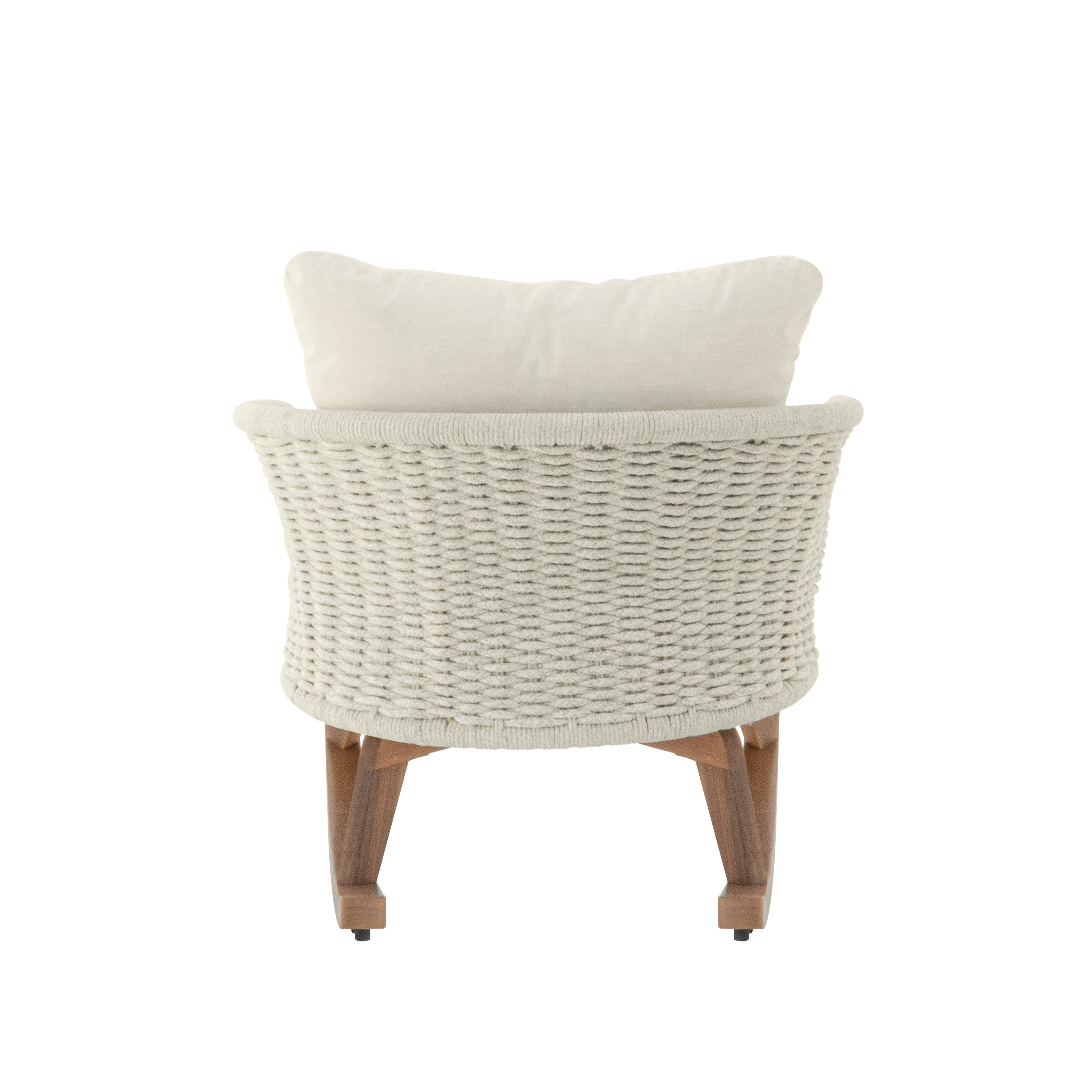 Contemporary Minimalist Wicker Rocking Chair with Cushions