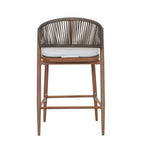 Outdoor Metal Frame Stools with Scallop-Shaped Backrest & Water-Resistant Cushions, Set of 2